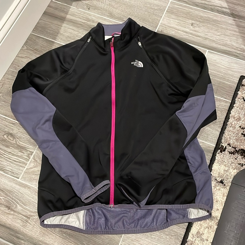 The North Face women’s large light weight jacket black purple